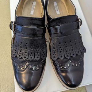 Geox Respira Black Leather Brogue Loafers